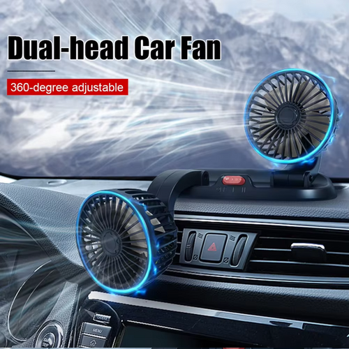 LONG NECK FOLDABLE DOUBLE HEADED FAN - 360 ROTATION